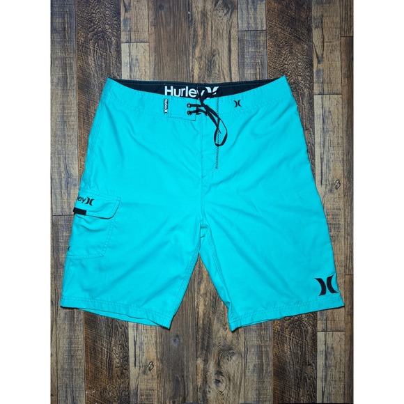 Hurley Board Shorts Men's Size 32 Aqua Blue Swim Trunks Surf Beach - Picture 1 of 7